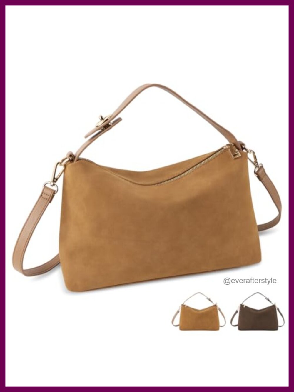 Suede Leather Tote Bag for Women Slouchy Hobo Crossbody Shoulder Satchel